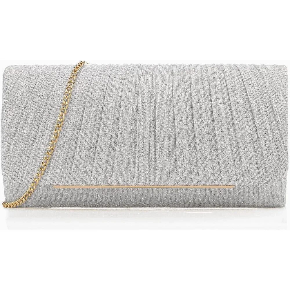 Women's Glitter Evening Clutch Silve...
